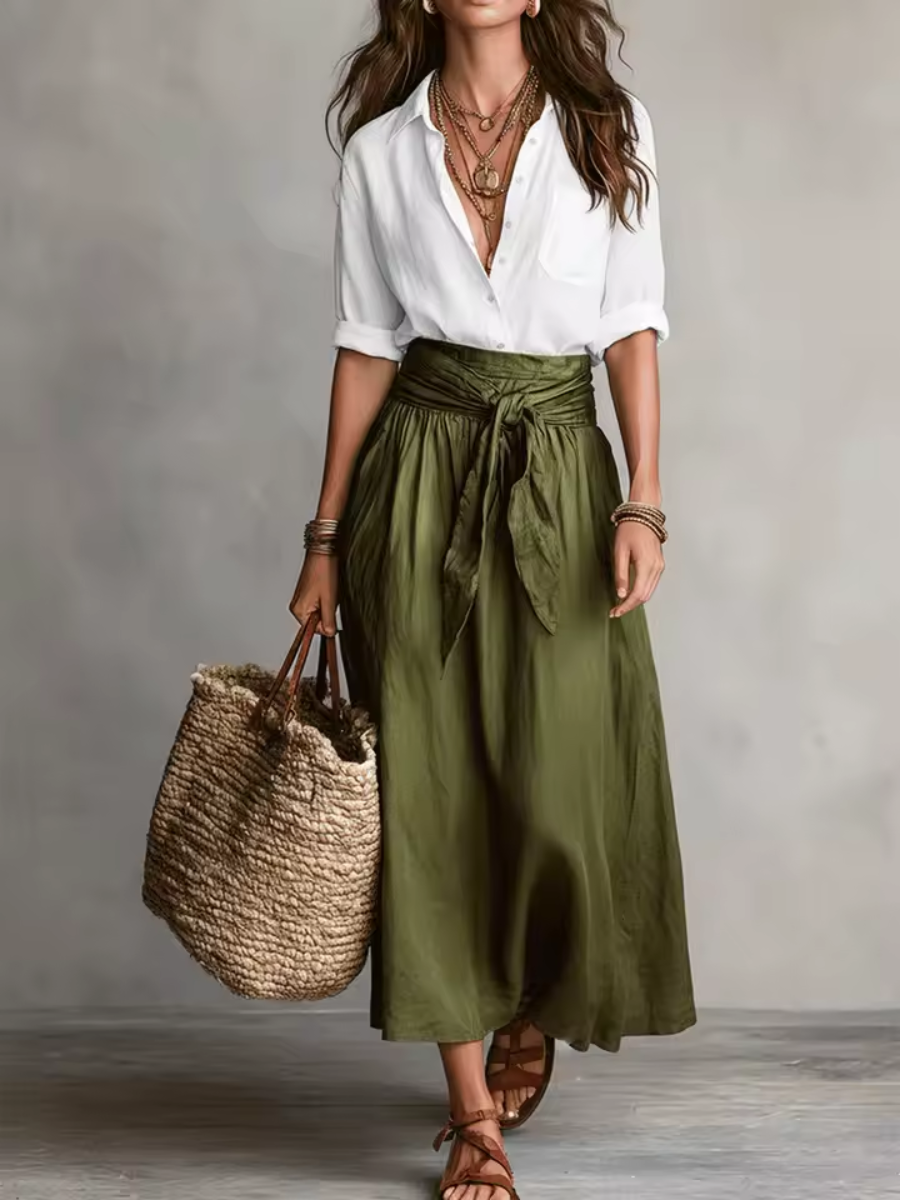 Elmara  | Elegant Two-Piece Set With Midi Skirt