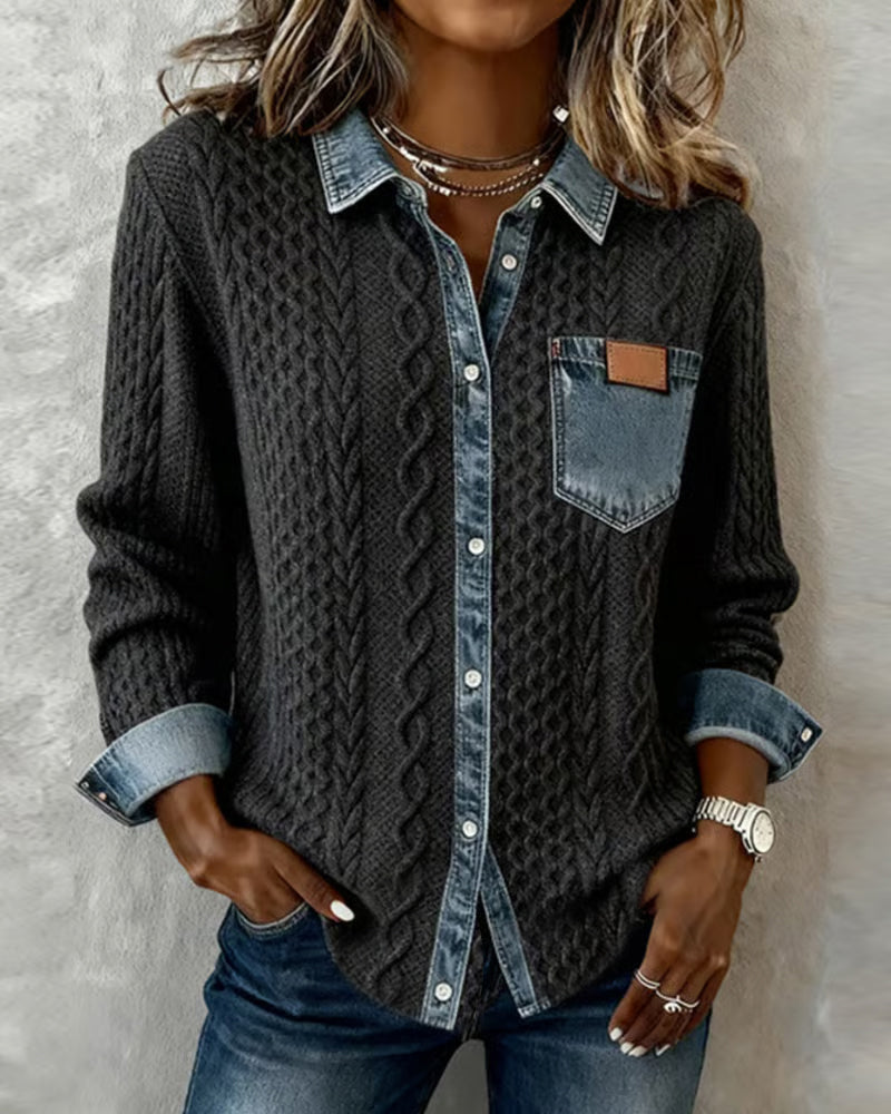Makayla | Contrast Knit Shirt
