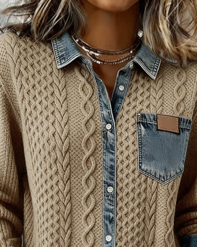 Makayla | Contrast Knit Shirt