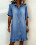 Vanessa | Comfortable Denim Dress with Flattering Ruching
