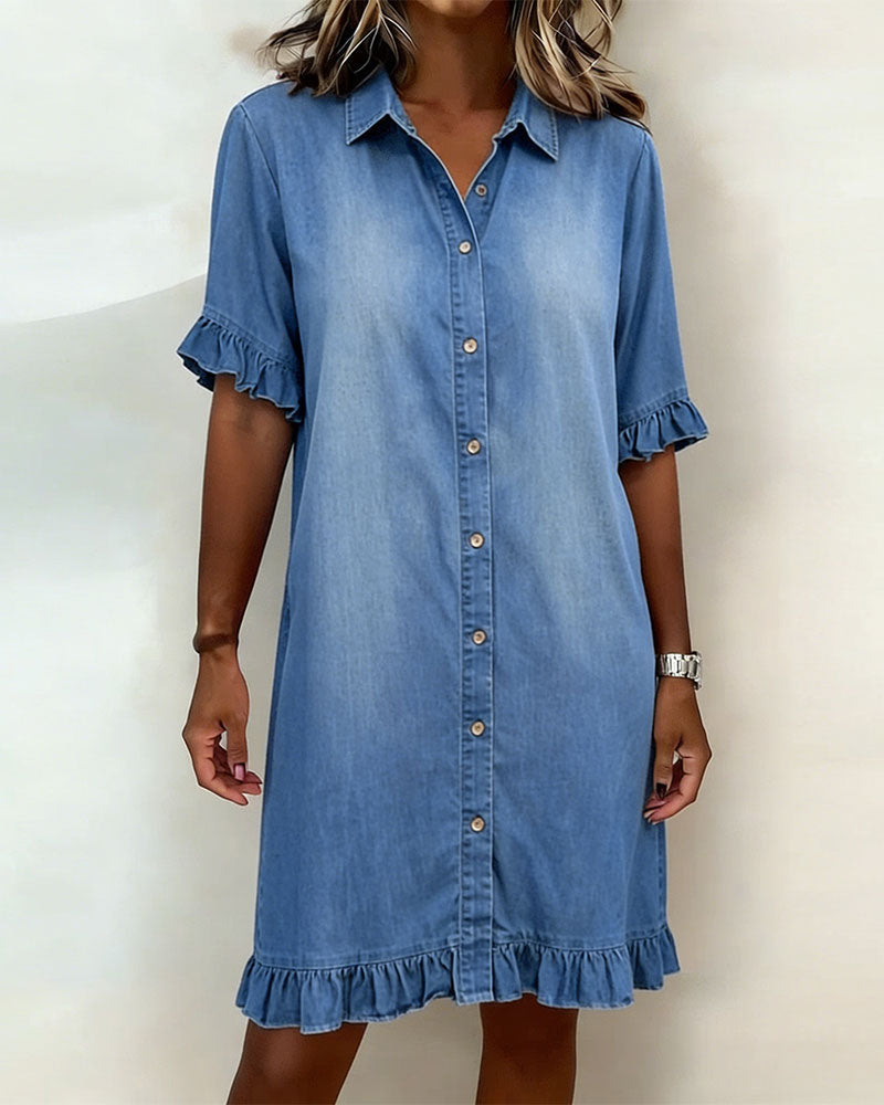Vanessa | Comfortable Denim Dress with Flattering Ruching