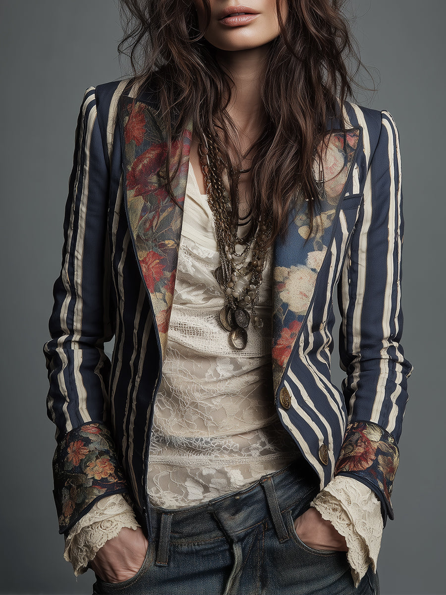 Janice | Bohemian Striped Blazer