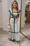 Divina | Retro Striped Maxi Dress