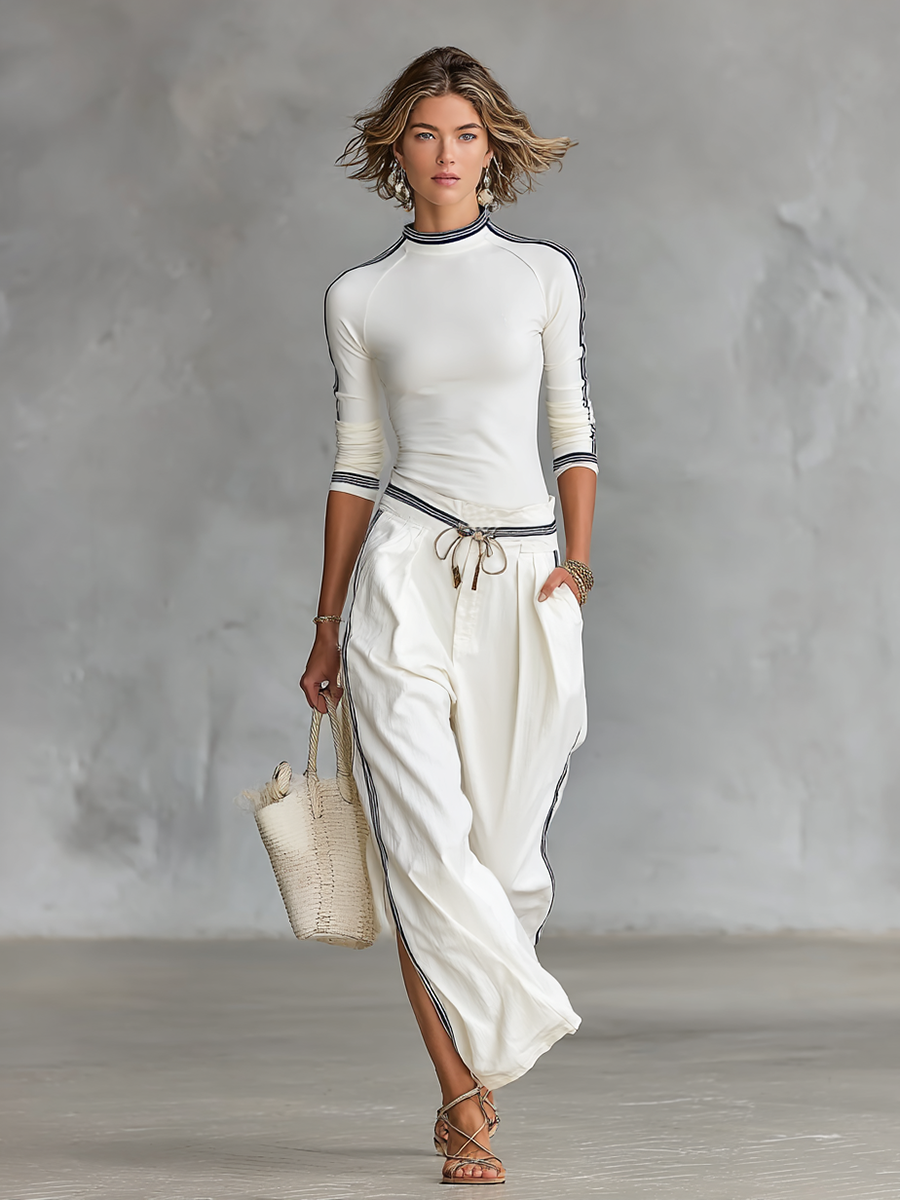 Leila | Sport Set Wide Pants with Drawstring