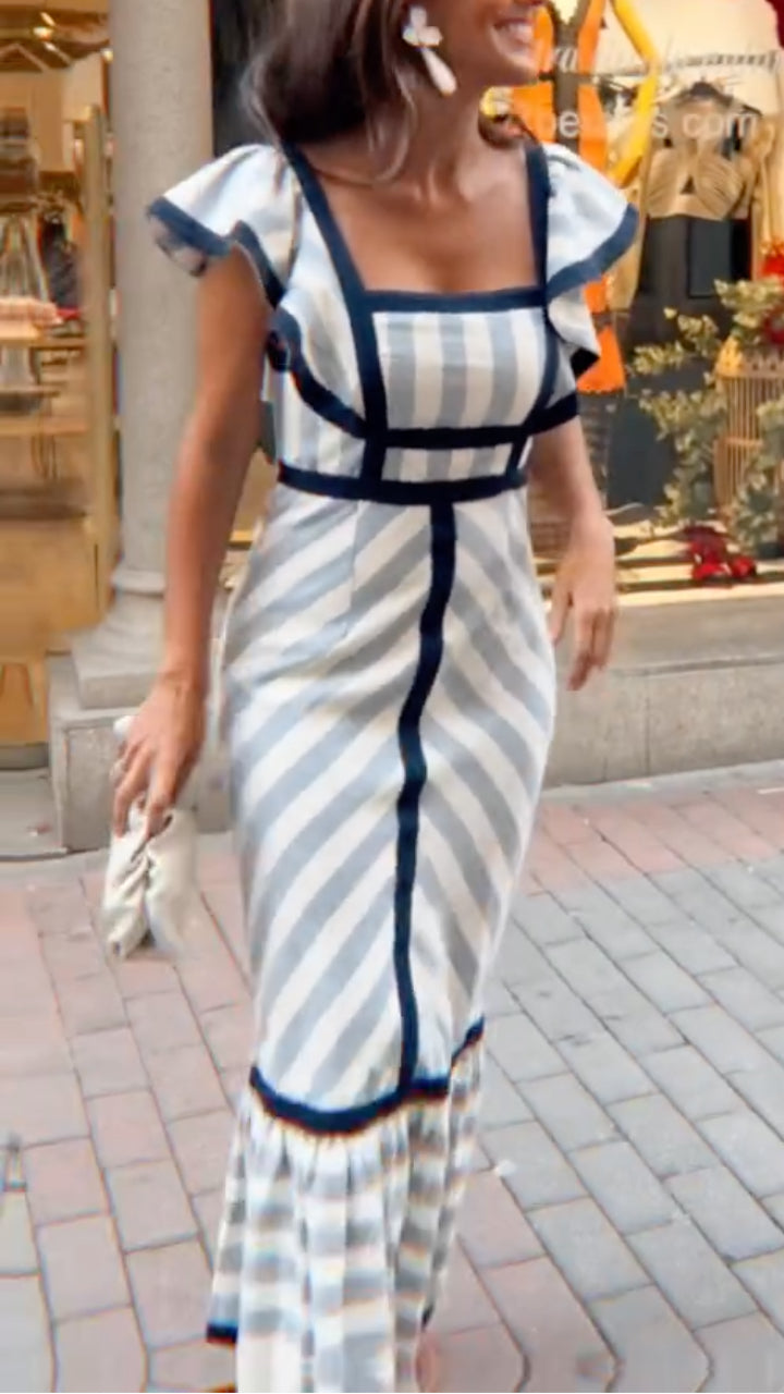 Divina | Retro Striped Maxi Dress