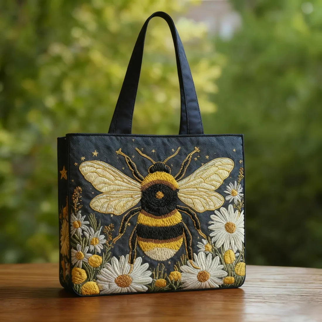 Bea | Artisanal Tote Bag with Daisies and Stars