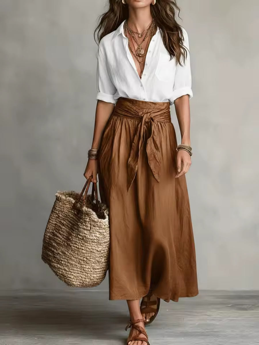 Elmara  | Elegant Two-Piece Set With Midi Skirt