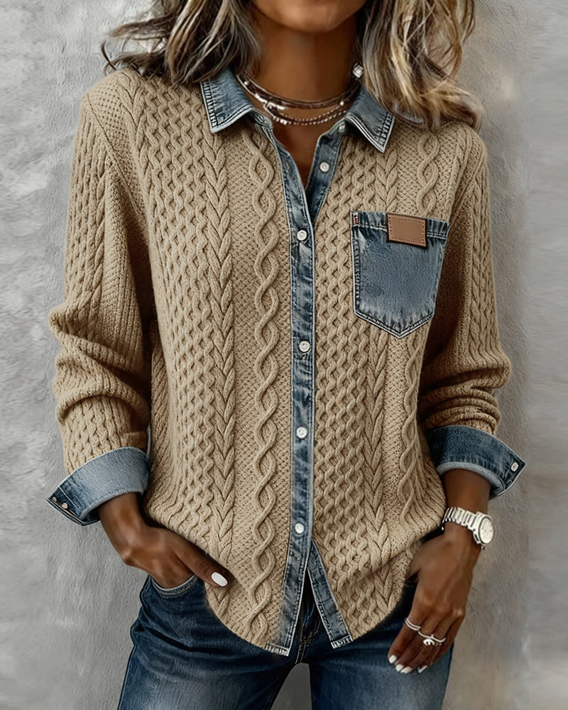 Makayla | Contrast Knit Shirt