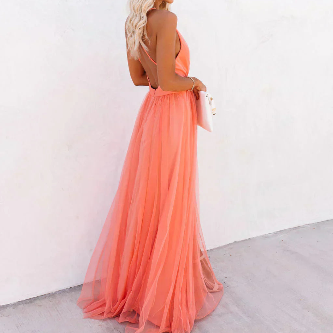Daphne | Coral Light Maxi Dress