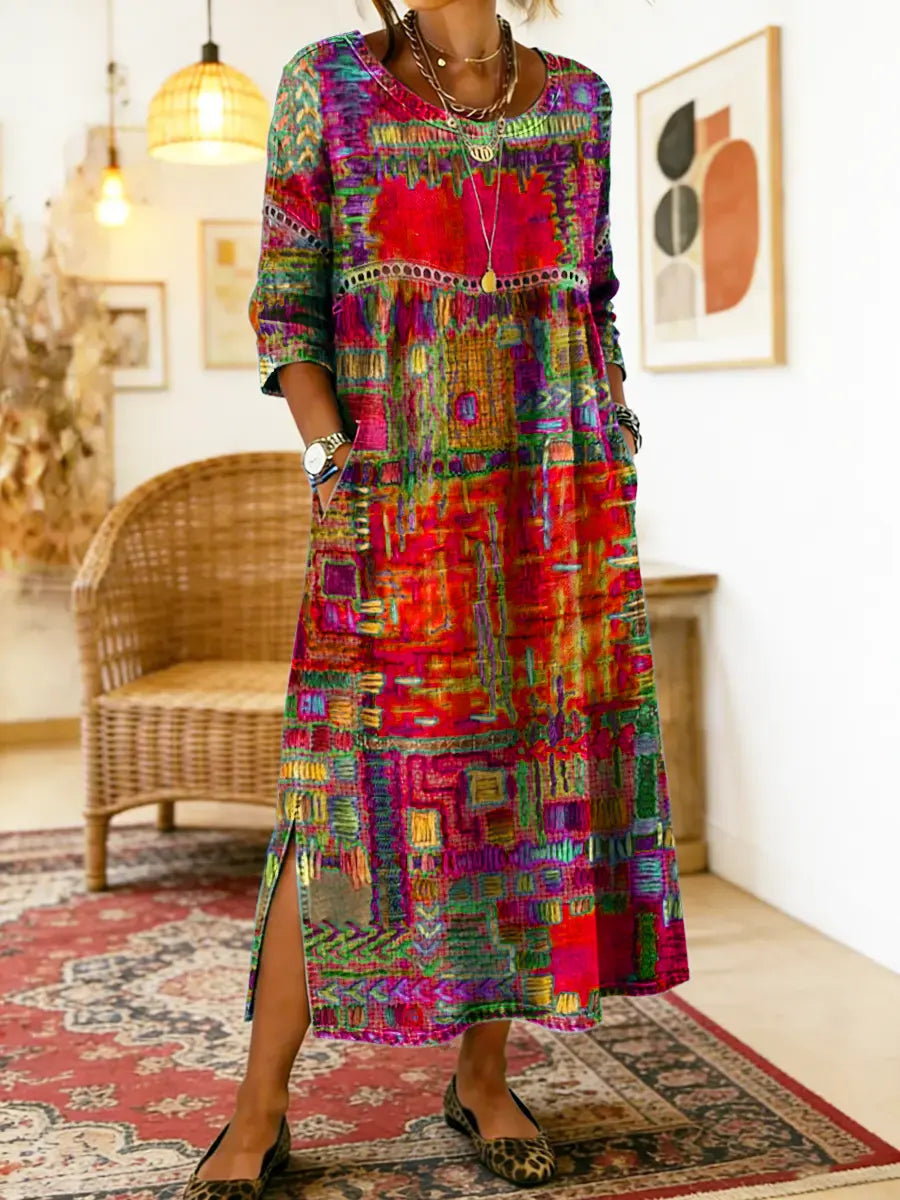 Moira  | Denim Dress with Ethnic Patchwork