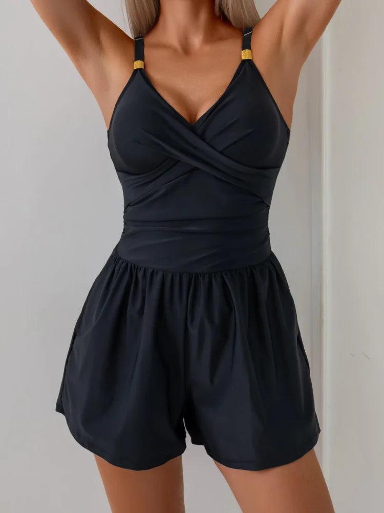 Sloane | Monochrome terry cloth swimsuit with pockets