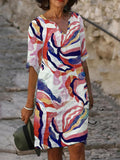 Pauleen | Printed V-Neck Midi Dress