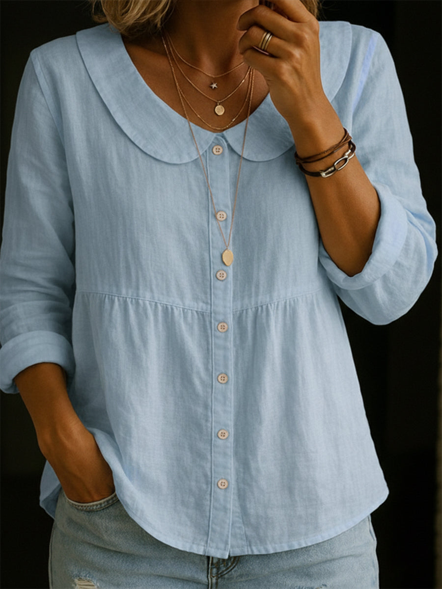 Arla | Blouse with Peter Pan Collar Made of Soft Linen