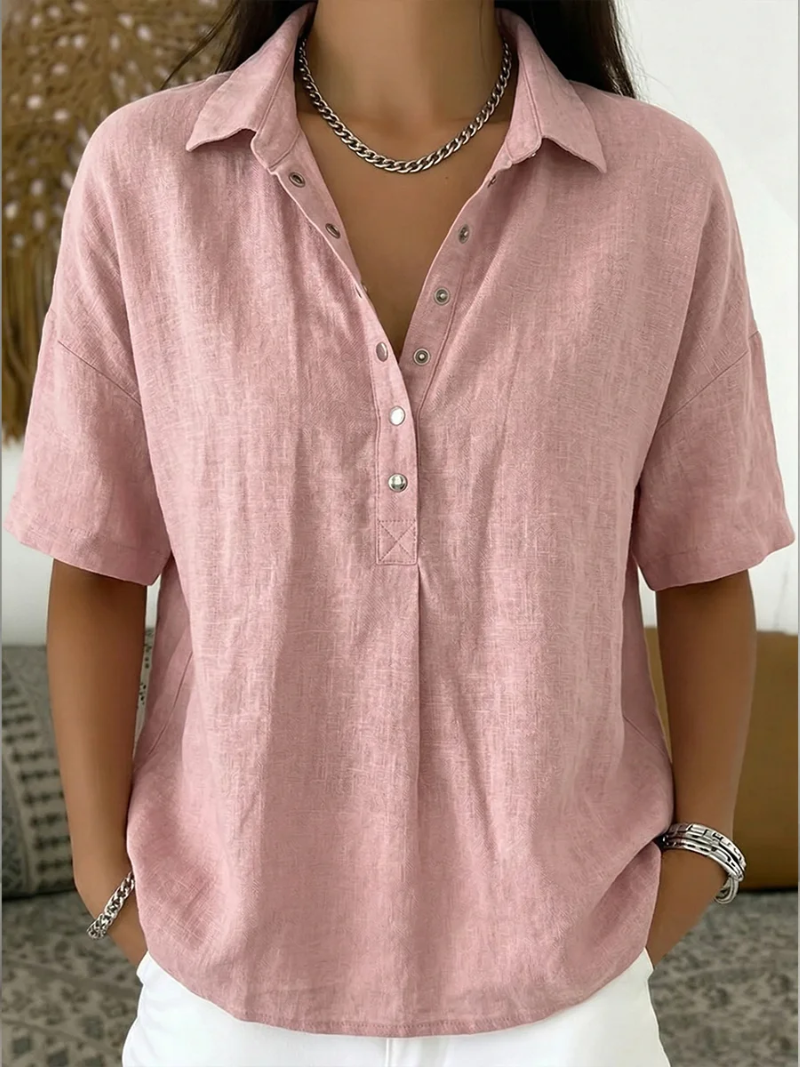 Therese | Elegant Blouse with Collar and Button Detail