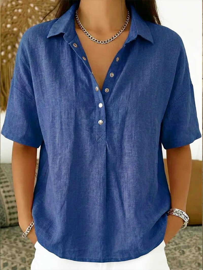 Therese | Elegant Blouse with Collar and Button Detail