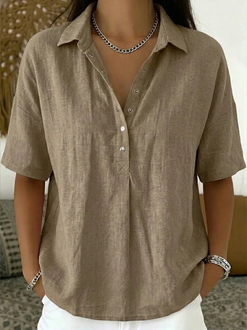 Therese | Elegant Blouse with Collar and Button Detail