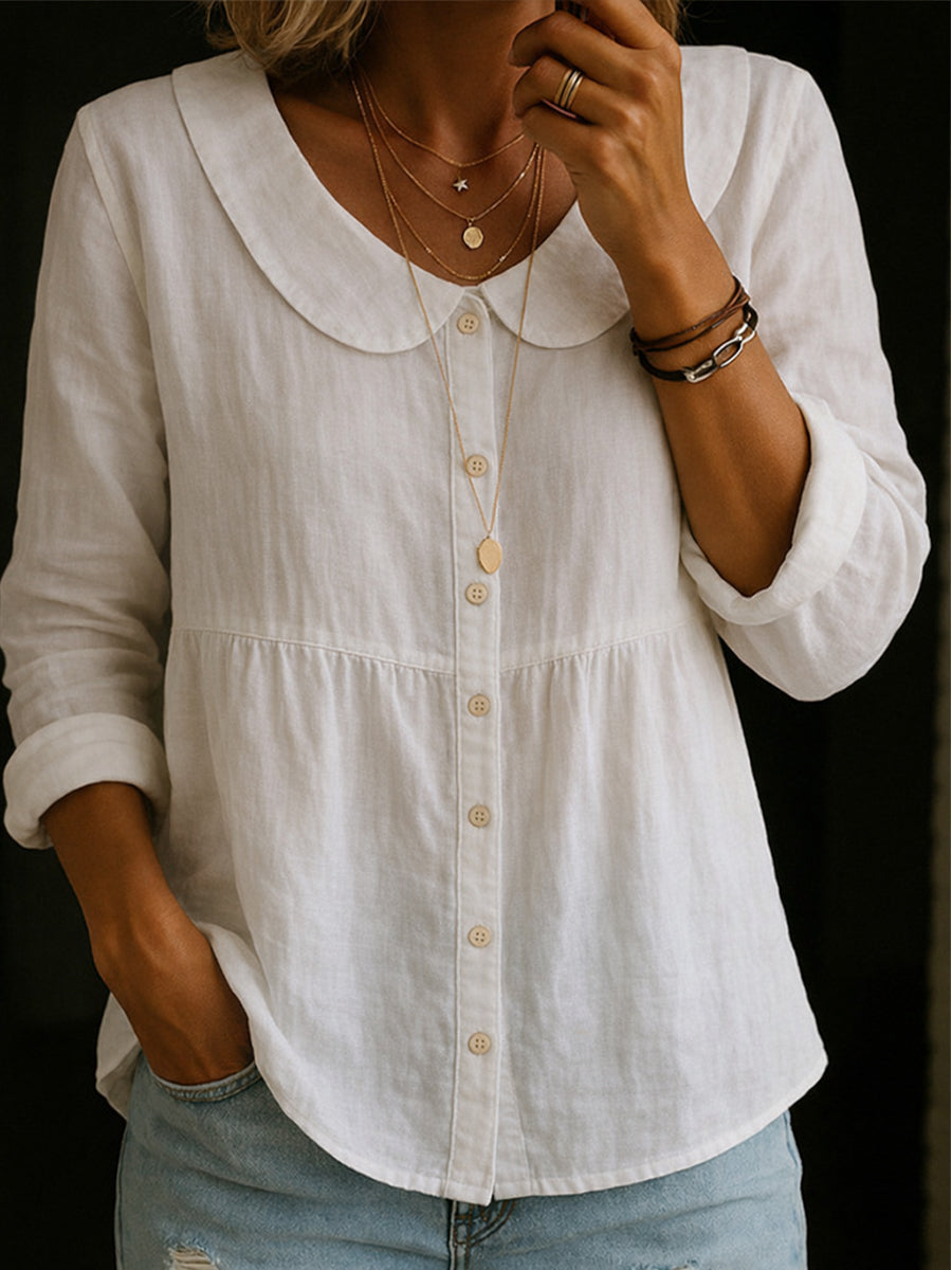 Arla | Blouse with Peter Pan Collar Made of Soft Linen