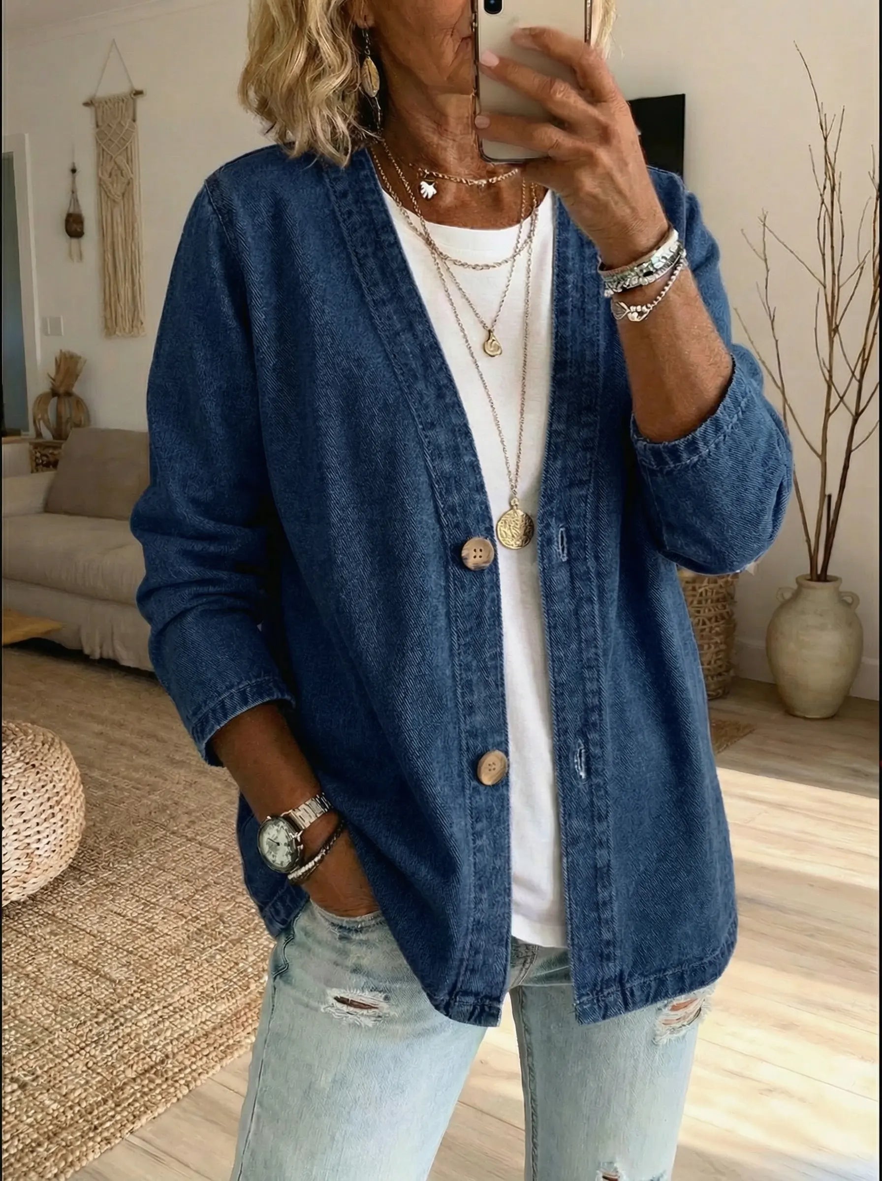 Daphne | Denim Button Cardigan