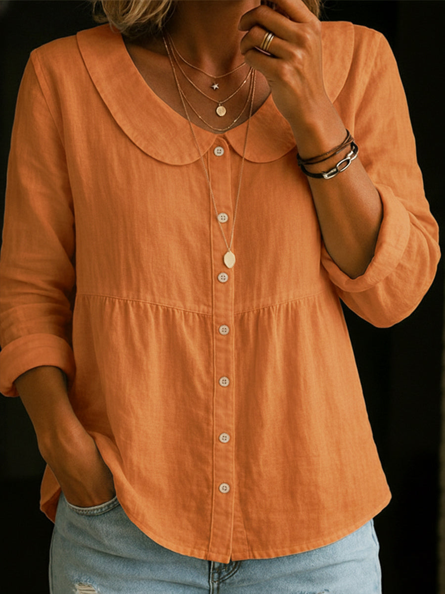 Arla | Blouse with Peter Pan Collar Made of Soft Linen