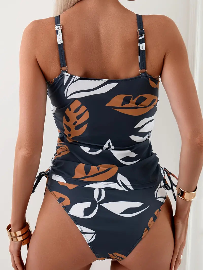 Isla | Tankini Set with Tropical Leaf Print