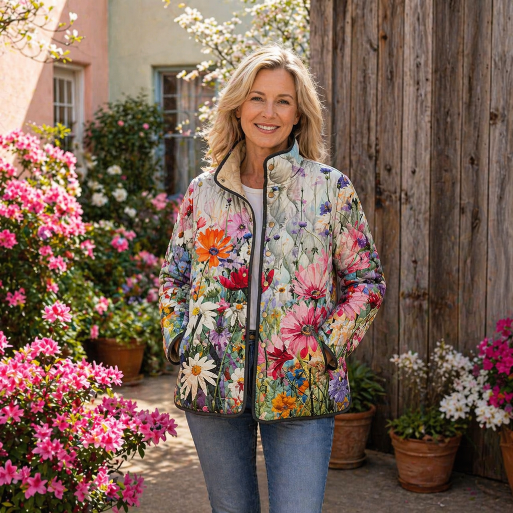 Kaia | Charming Vintage Floral Print Quilted Jacket