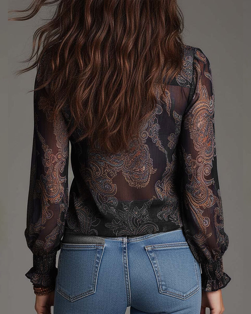 Katie | Refined Blouse with Half-Zip and Ruffles