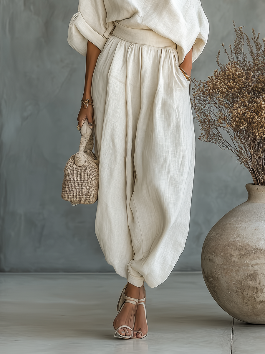Trina | Luxe Linen One-Shoulder Set