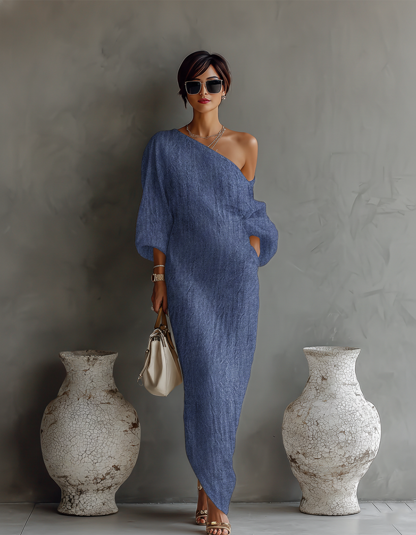 Demi | Ivory Linen Dress Off-Shoulder
