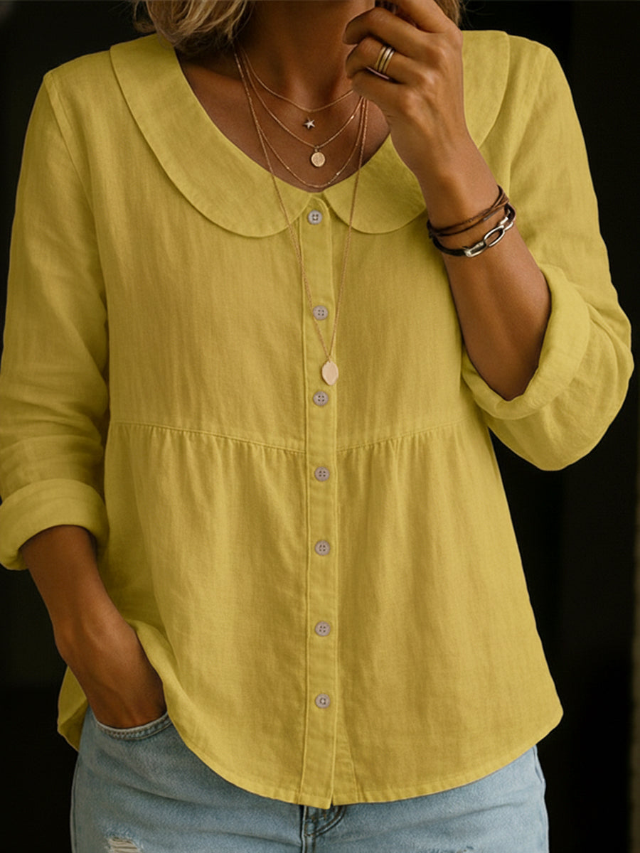 Arla | Blouse with Peter Pan Collar Made of Soft Linen