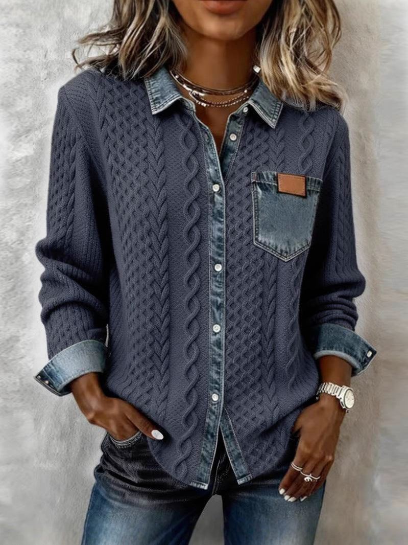 Makayla | Contrast Knit Shirt