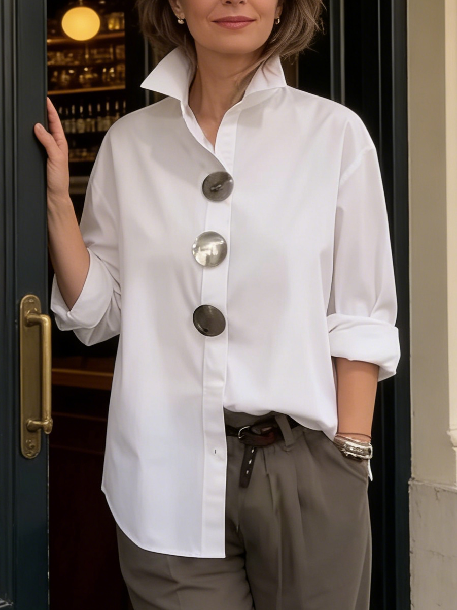 Rosa | Statement Button Stand Collar Blouse