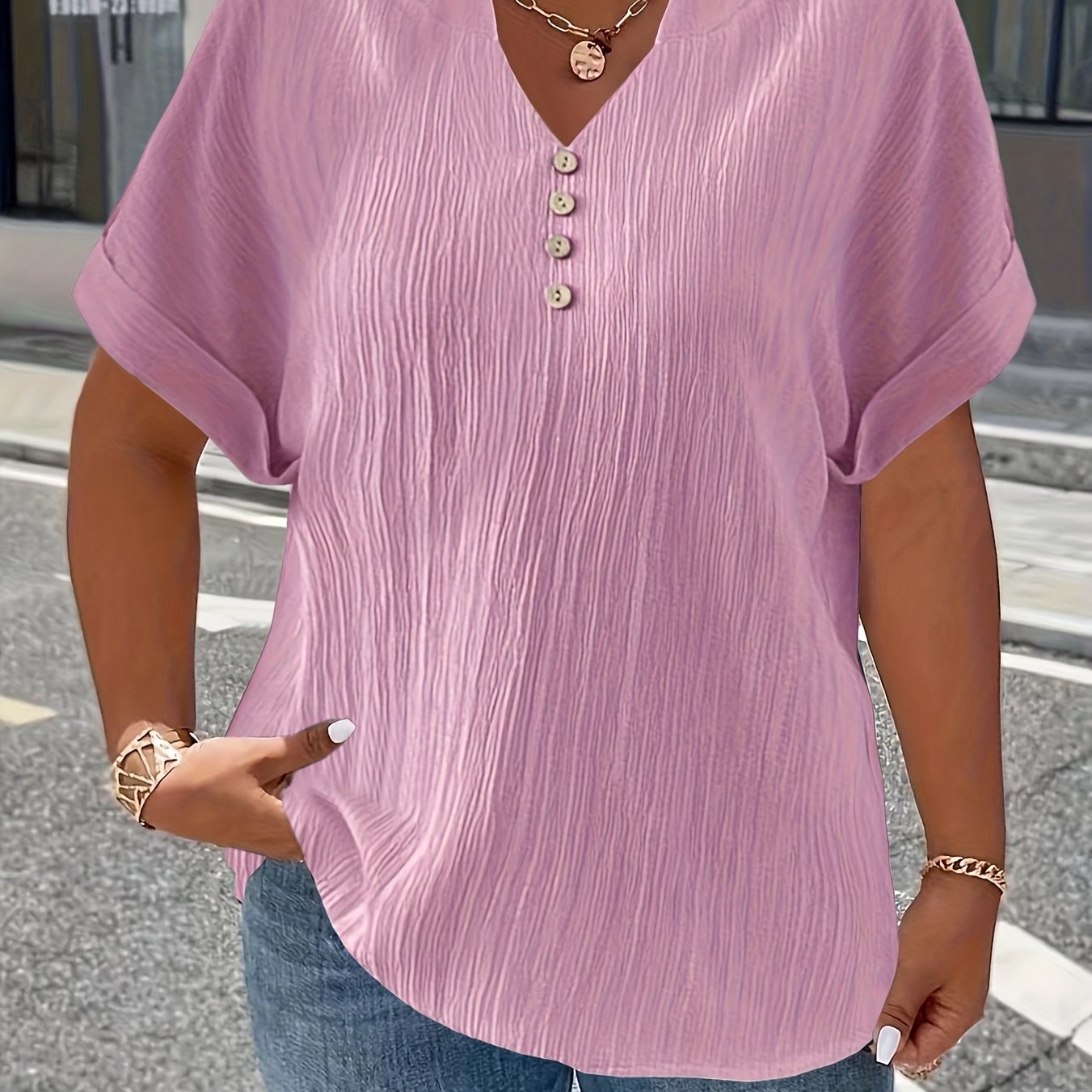 Elaine | Luxe Pleated V-Neck Blouse