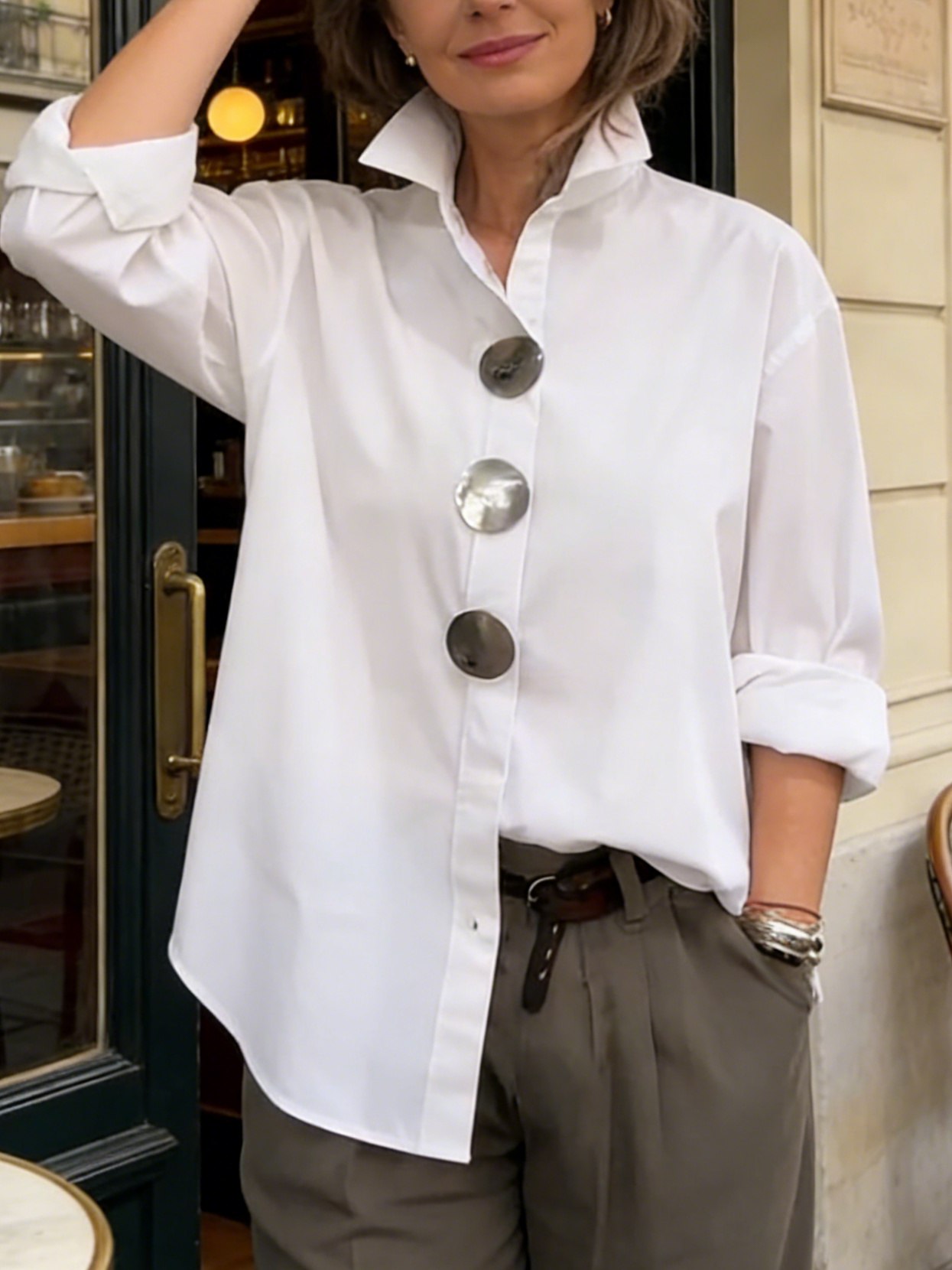 Rosa | Statement Button Stand Collar Blouse