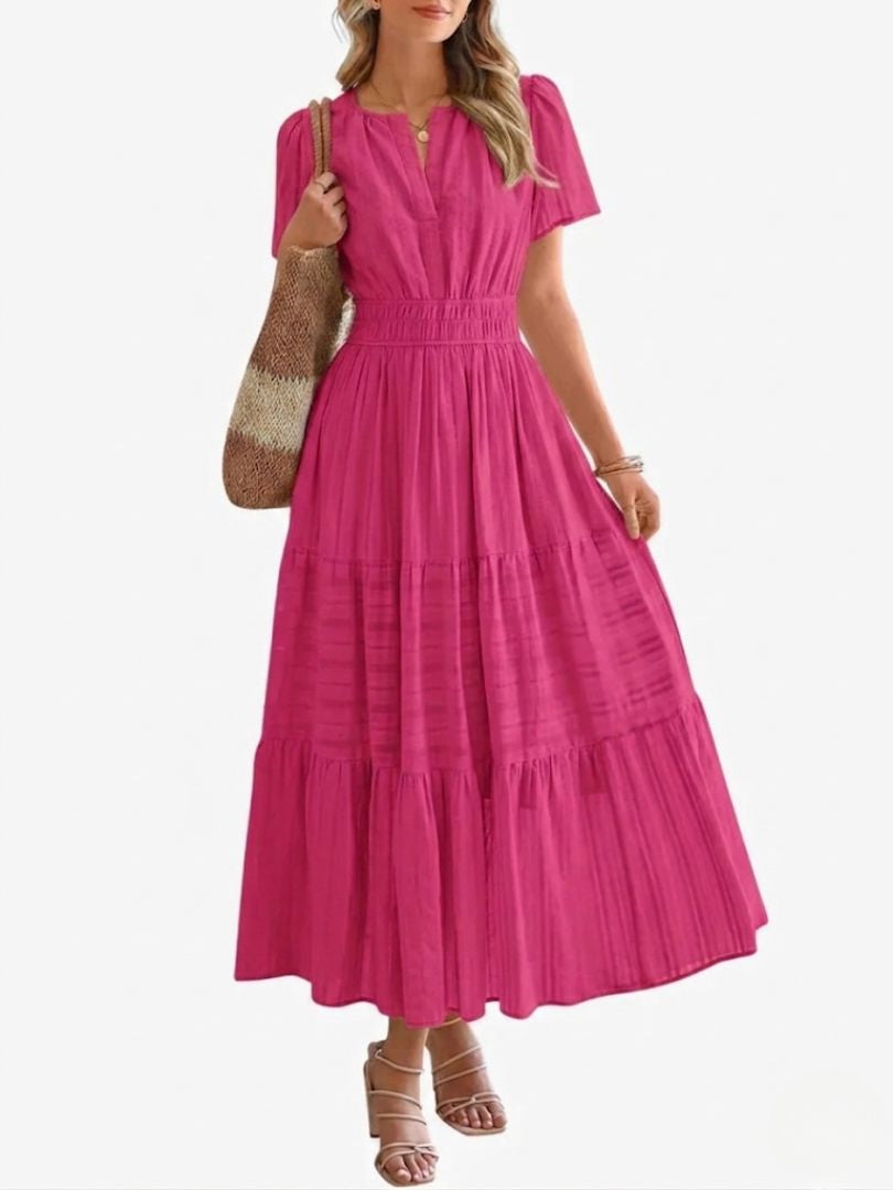 Evara | Boho A-Line Maxi Dress with V-Neck & Flowing Fit