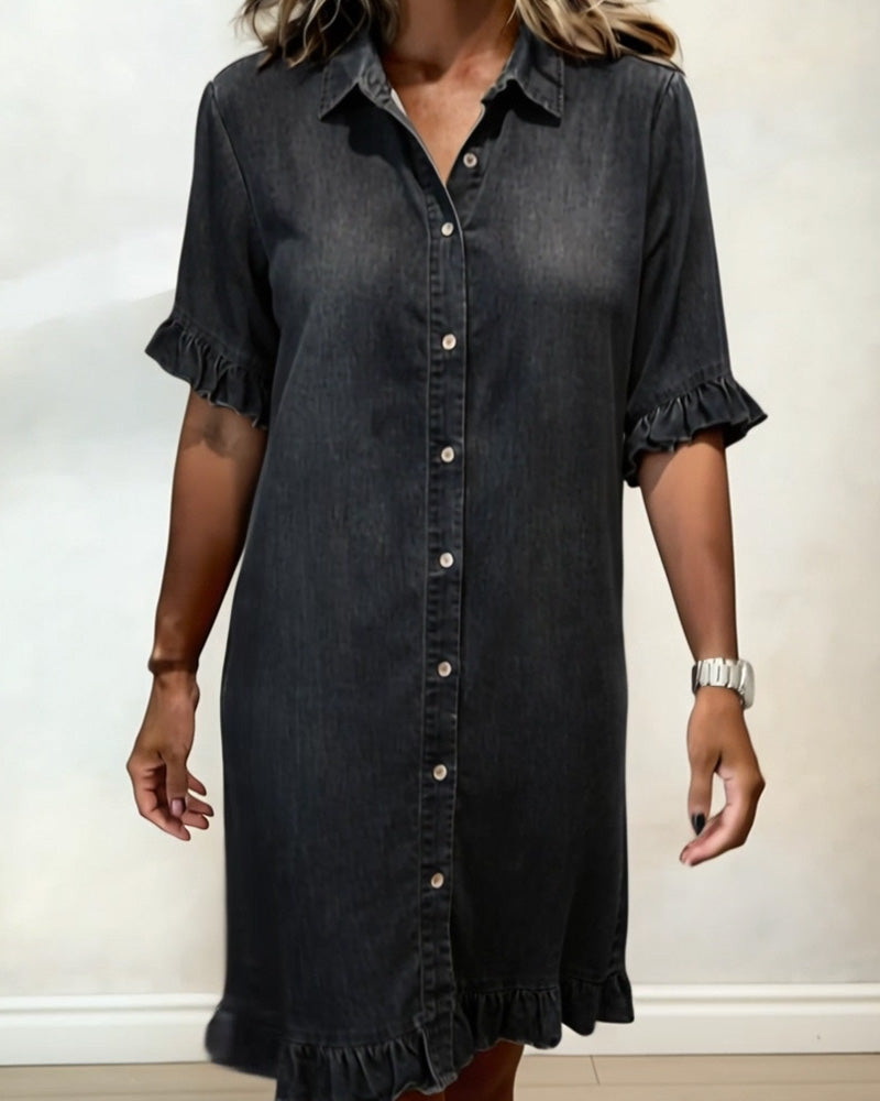 Vanessa | Comfortable Denim Dress with Flattering Ruching