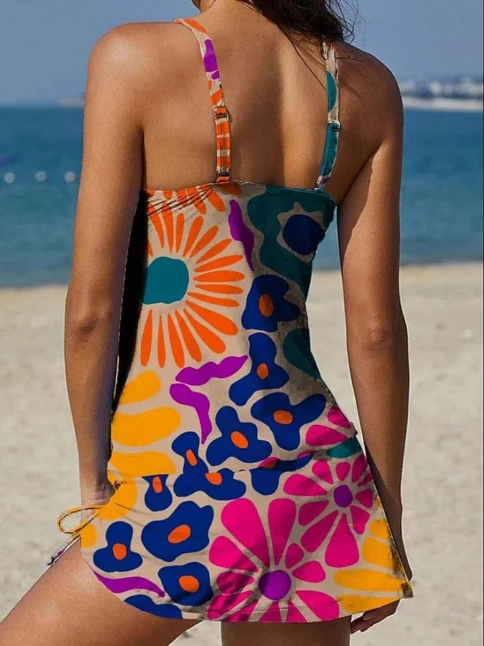 Fiesta | Floral Graphic Tankini with Shorts, Tummy Control Effect