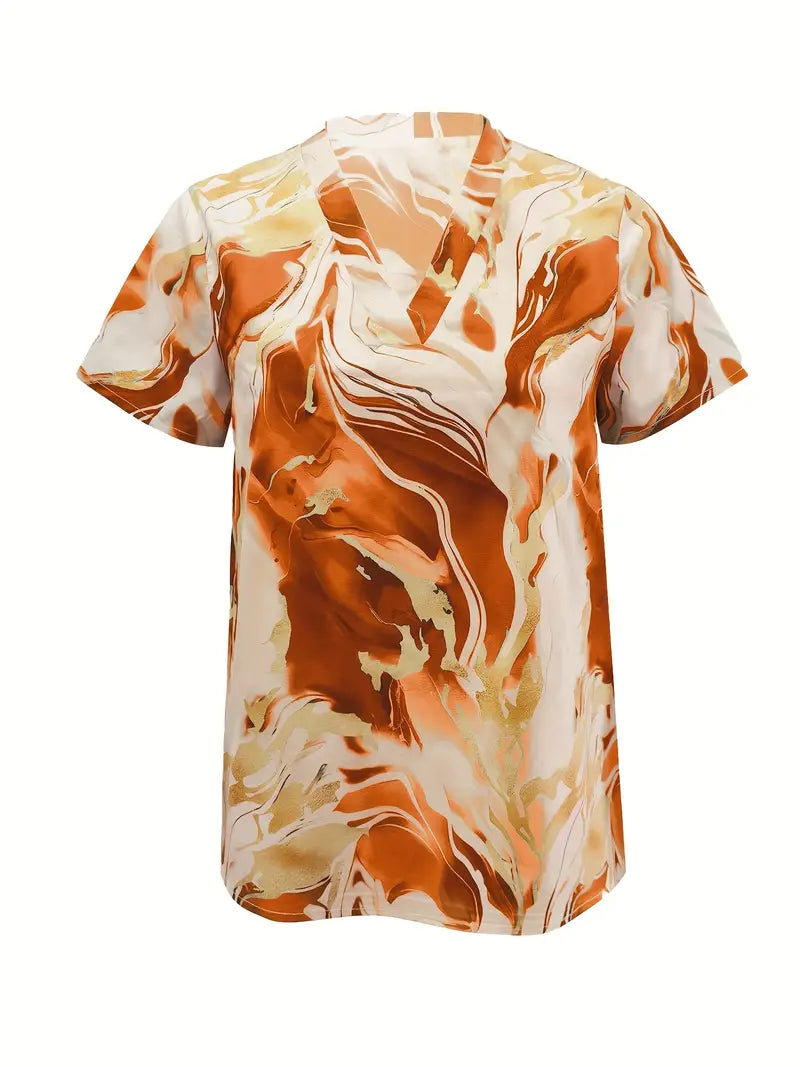 Mildred | Marble Print Short Sleeve Shirt