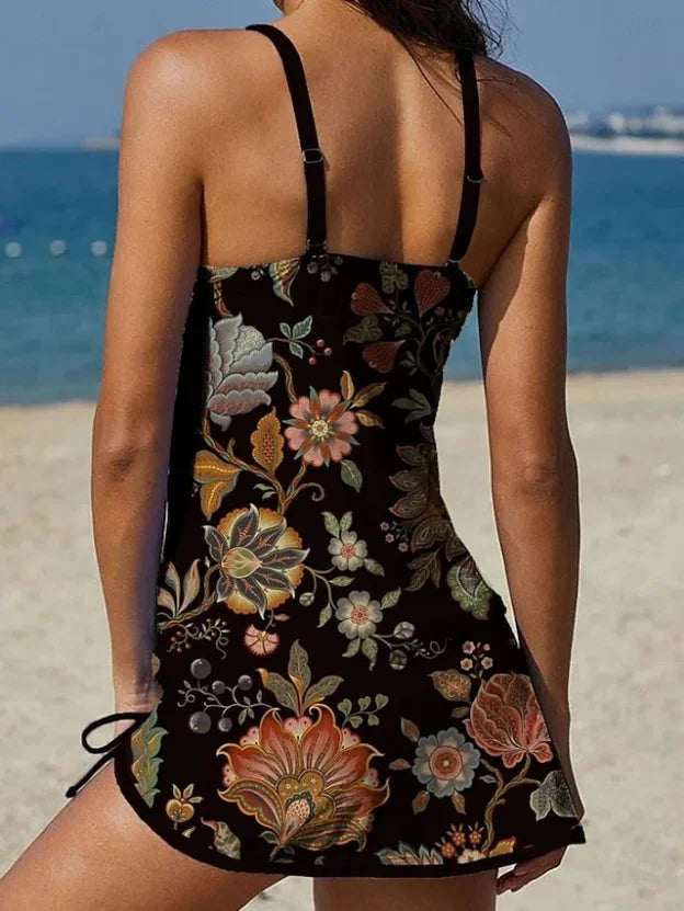 Fiesta | Floral Tankini Set with Graphic Design that Covers the Stomach
