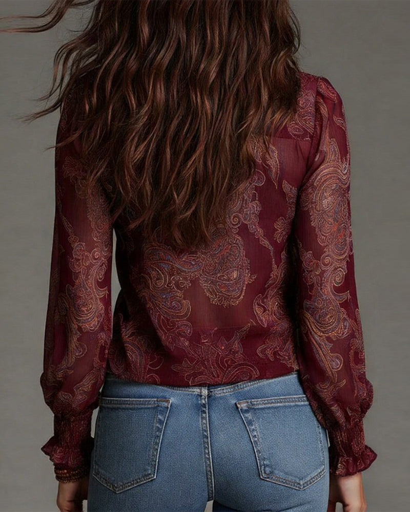 Katie | Refined Blouse with Half-Zip and Ruffles