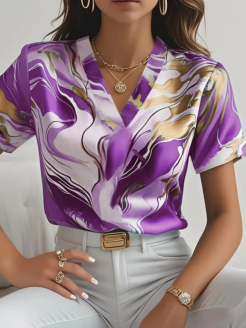 Mildred | Marble Print Short Sleeve Shirt