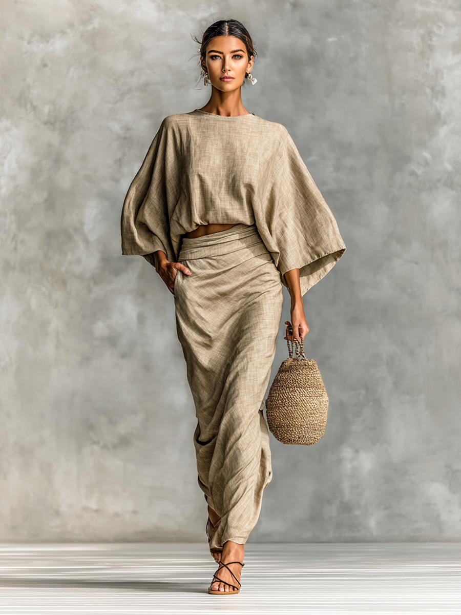 Kim | Cotton Linen Set Skirt