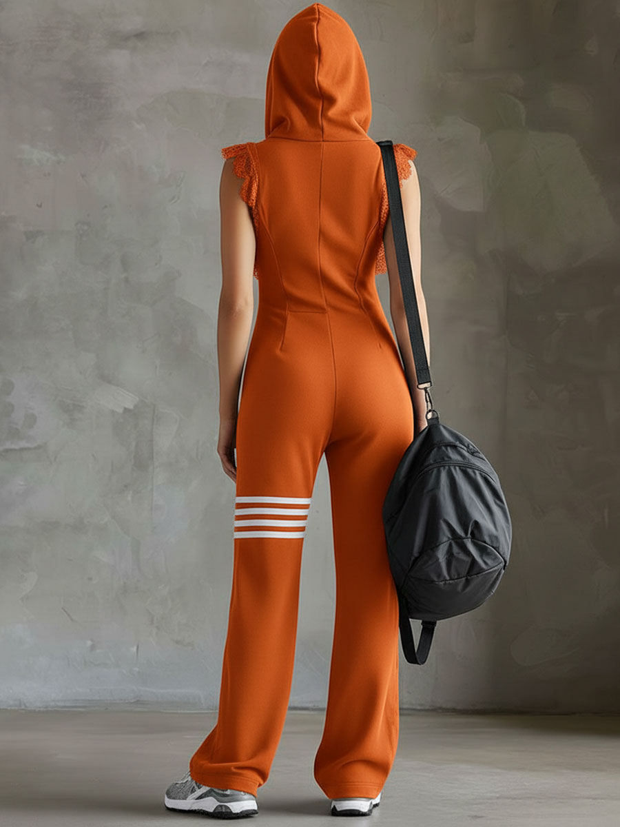 Giada | Retro Sports Hooded Striped Jumpsuit