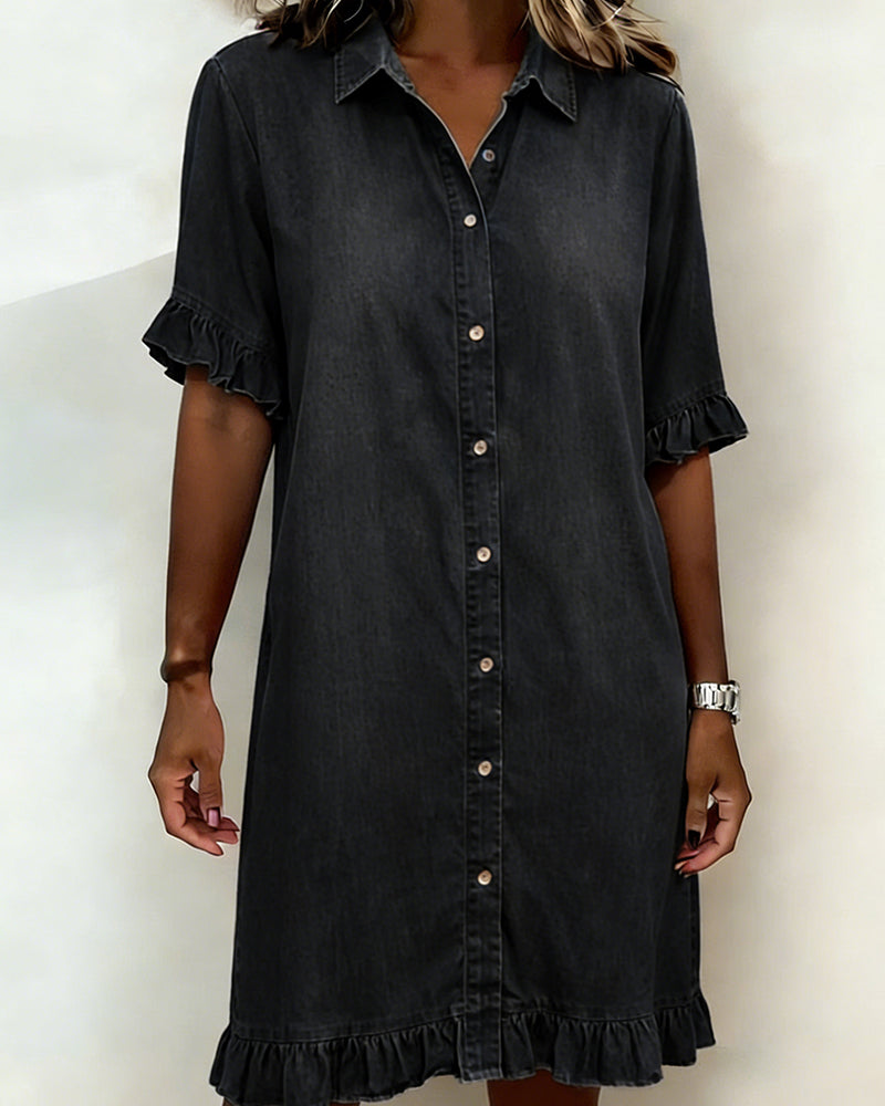 Veronica | Comfortable Denim Dress with Flattering Rubbing