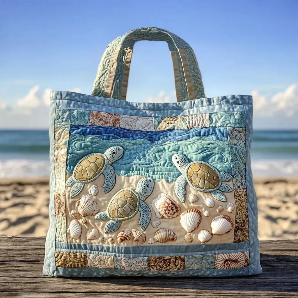 Oceana | Artisanal Padded Tote Bag Turtle