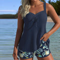 Deborah | Striped Tankini with Two-Piece Beach Shorts