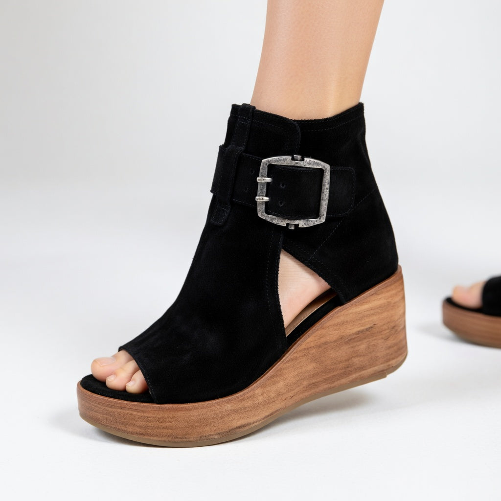 Orélisse  |  Open-toe Wedge Ankle Boots in Modern Style