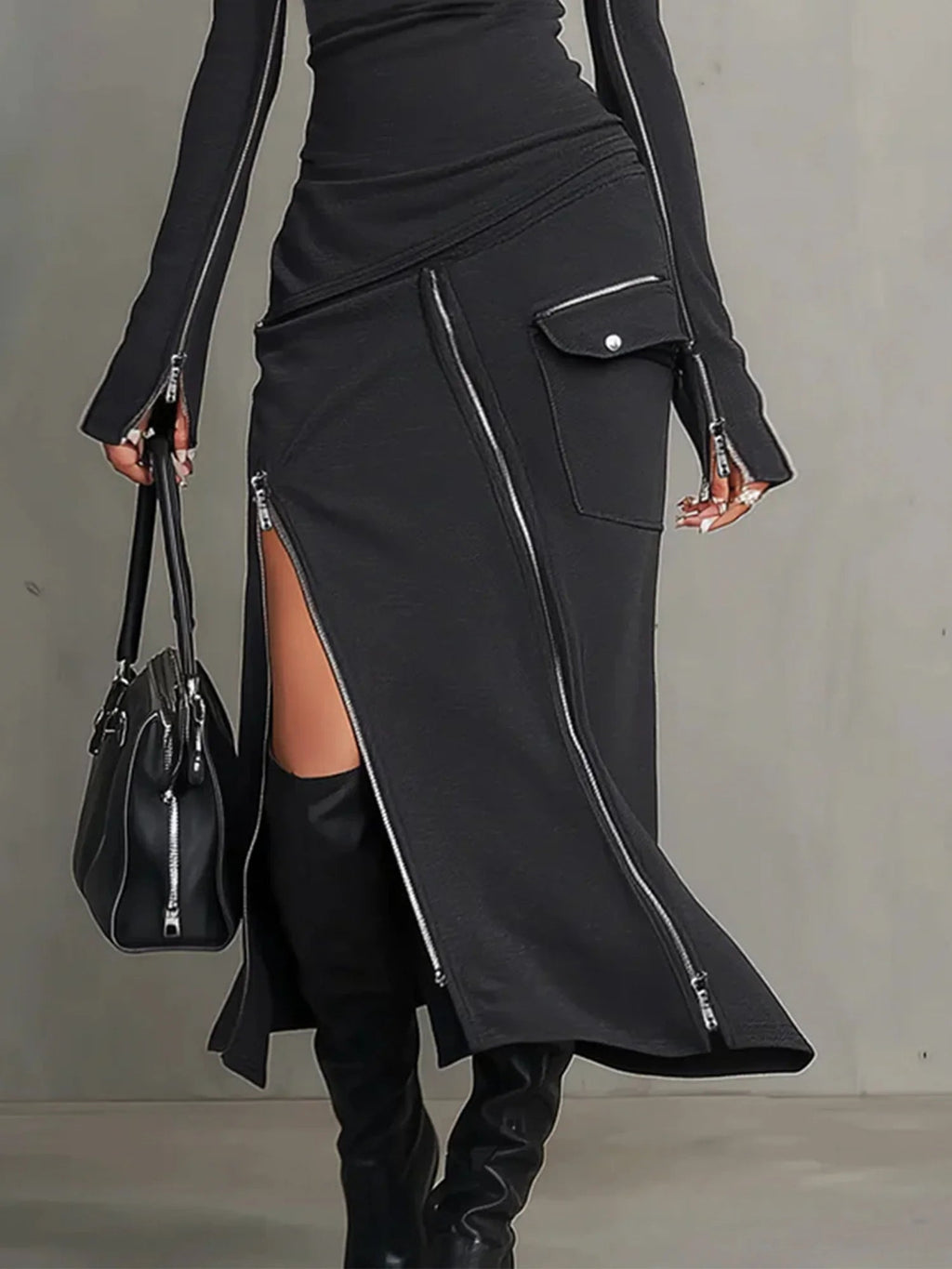 Elena | High-Neck Zipper Pocket Set