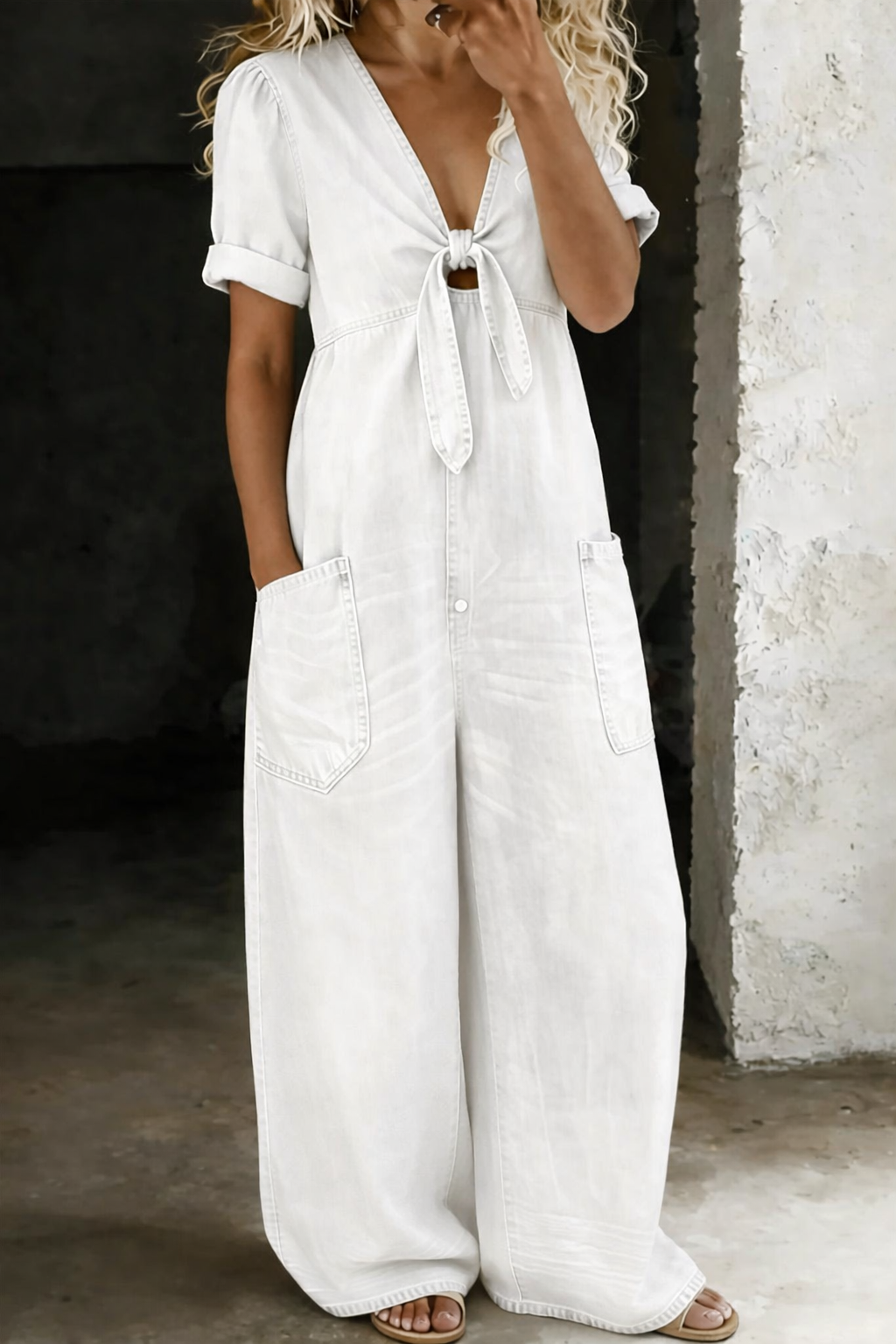 Maya | Denim Jumpsuit with V-Neck