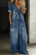 Maya | Denim Jumpsuit with V-Neck