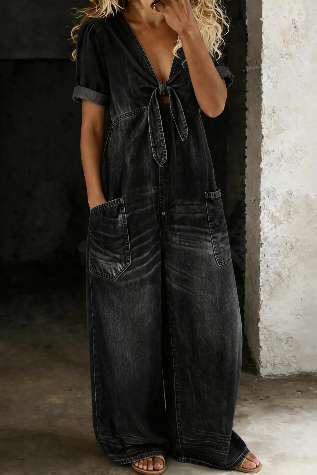 Maya | Denim Jumpsuit with V-Neck